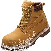 TOUGHSTEPS Steel Toe Waterproof Work Boots for Men Non Slip Comfortable 6" Leather Rubber Safety Industrial &amp; Construction Workboots 10