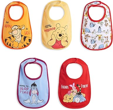 Disney Winnie The Pooh Tigger Eeyore Piglet Baby Boys 5 Pack Side Snap Bibs Amazon Es Ropa Y Accesorios