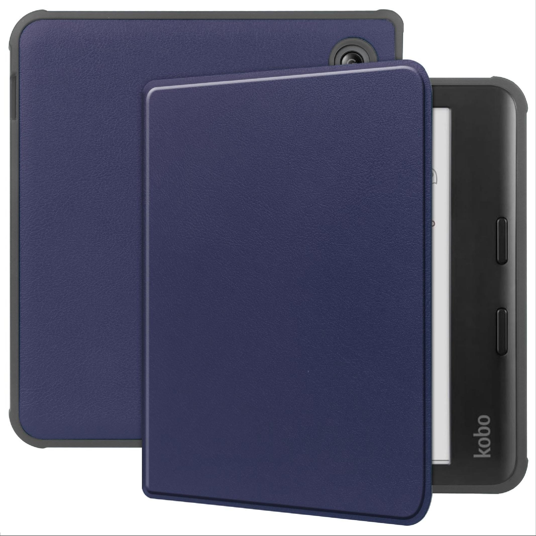 GIOPUEY Flip Case Compatible with Kobo Libra Colour, Premium PU Leather + Soft TPU Back Case, Cover with Auto Sleep/Wake, 360° Protective - Deep Blue
