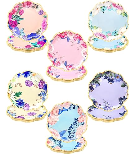Talking Tables 144 X Pretty Floral Disposable Paper Plates Bulk Pack Afternoon Tea Mother's Day Table Party Decorations For Birthday Baby Shower, Wedding And Anniversary, Size 9