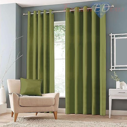 ED Thermal Blackout Curtains Eyelet Ring Top Curtain Pair with Tie