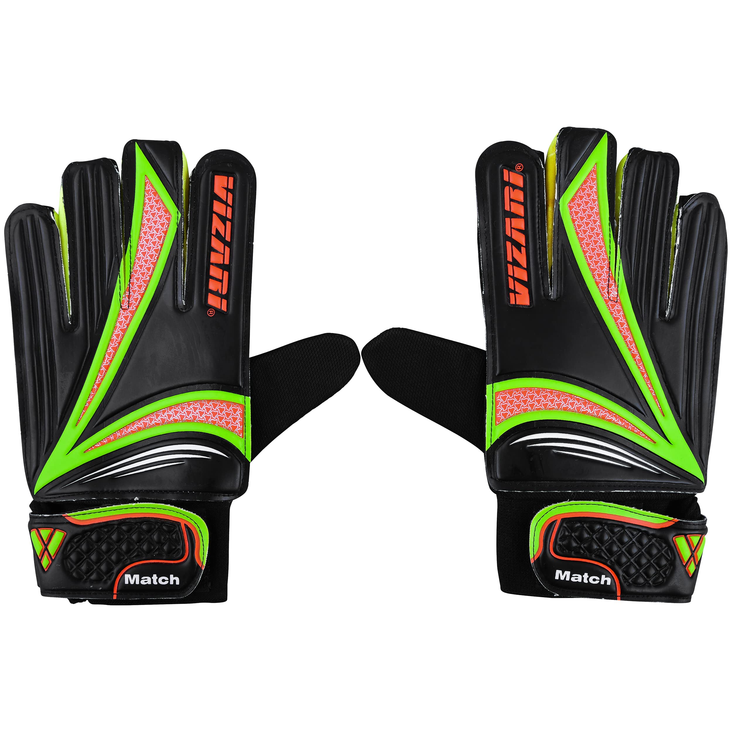 Vizari Junior Gloves for Protection & Grip | Tri-Color Youth Soccer Goalie Gloves with Elastic Wristband for Secure Fit | Finger Support Goalkeeper Gloves with Foam Cushioning for Kids & Youth