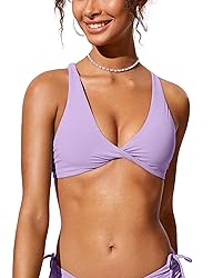 CRZ YOGA Womens V Neck Bikini Tops Twist Front
