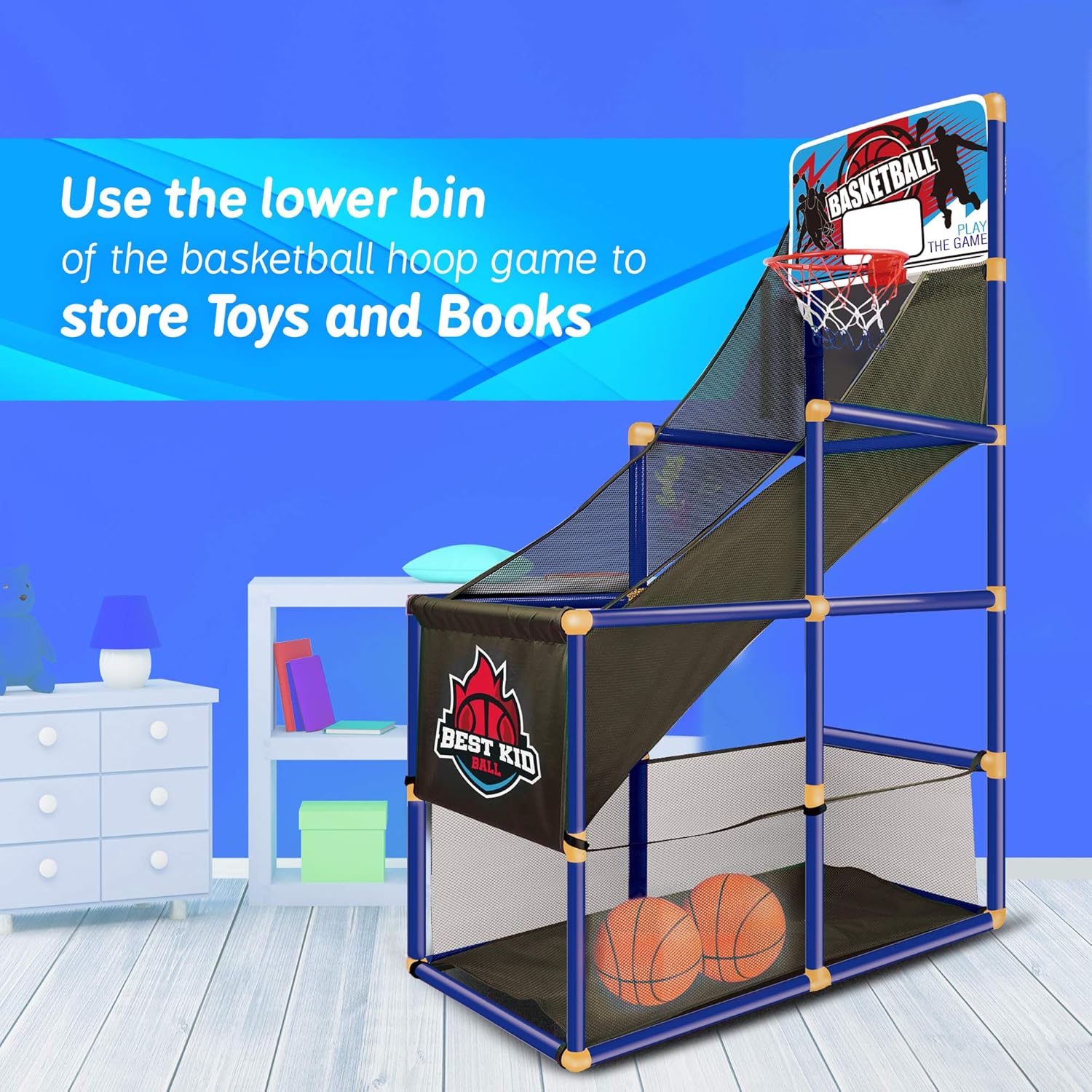 Arcade Blue Basketball Hoop Game by BestKidBall – Basement Toys – Basketball Hoop for Kids – Basketball Game with Hoop Training System – Kids Indoor Sports Toys – Fun and Entertaining: Toys & Games