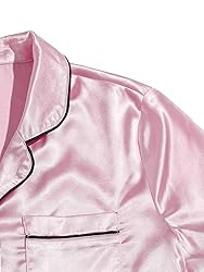 WDIRARA Women's Sleepwear Satin Short Sleeve Shirt