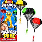 NUTTY TOYS Parachute Toys for Kids - Tangle Free Outdoor Flying Parachute Men, Top Indoor &amp; Outside, 3 4 5 6 7 8 9 10 11 12 Year Old, Best Christmas Stocking Stuffers Idea 2026 Unique Boy &amp; Girl Gifts