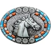 JAOYU Long Horn Western Belt Buckle for Men Women Cowboy Belt Buckle | Vintage Cowgirl Belt Buckles Horse Deer Western Style Texas America Cowboy Rodeo Silver and Gold Country Belt Buckle