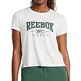 Reebok Womens Classic Athletic Graphic Crewneck Cropped T-Shirt