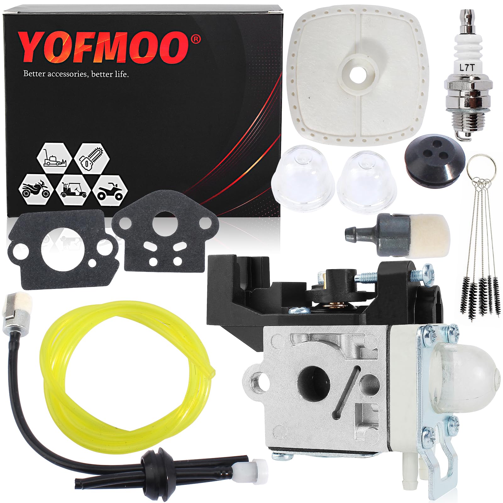 Yingshop Carburetor with Fuel Filter Maintenance Kit Spark Plug for Zama RB-K92 RB-K92A Echo Shindaiwa HCR-161ES HRC-171ES HC152 DH232 DH235 HT232 Hedge Trimmer A021001671 A021001672 A021001673 Carb