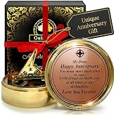 OakiWay Anniversary Sundial Compass Gift for Him or Her - Unique Gift Ideas for Husband or Wife, Men Wedding Anniversary 50th 40th 25th 20th Year Celebration, Gift Card Included