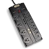 Tripp Lite 12 Outlet Surge Protector Power Strip, 8ft Cord, Right-Angle Plug, Tel/Modem/Coax/Ethernet Protection, RJ11, RJ45,