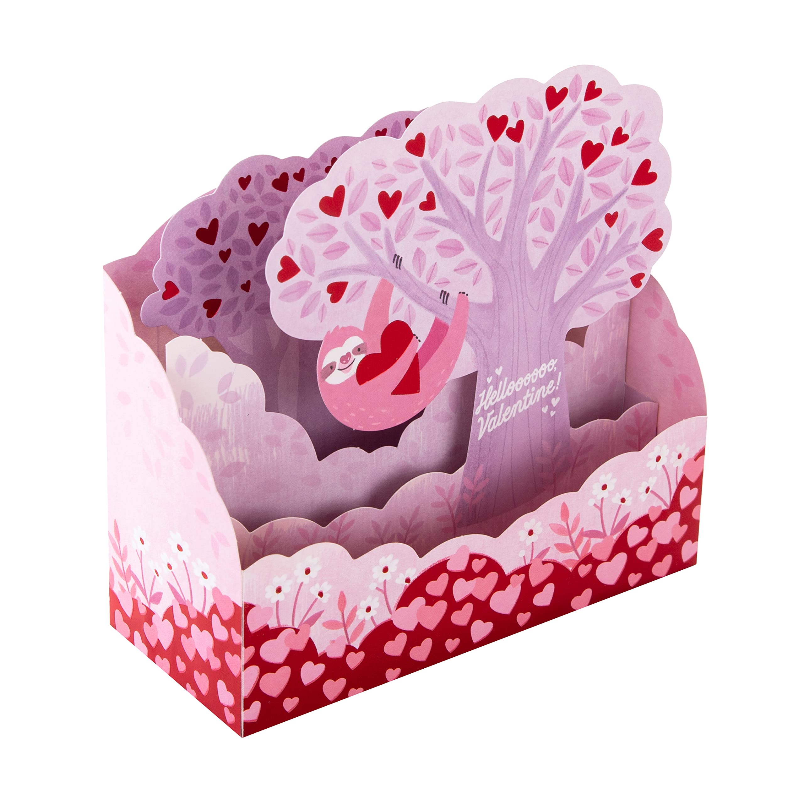 Hallmark Valentines Day Card, 3D & Pop Up, Pink Sloth Design, Cute, Pink, Red