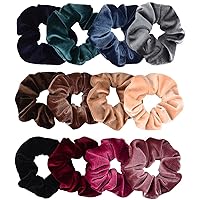 Whaline 12 Pack Hair Scrunchies Premium Velvet Scrunchy Elastic Hair Bands for Girls, Women Hair Accessories (12 Colors)