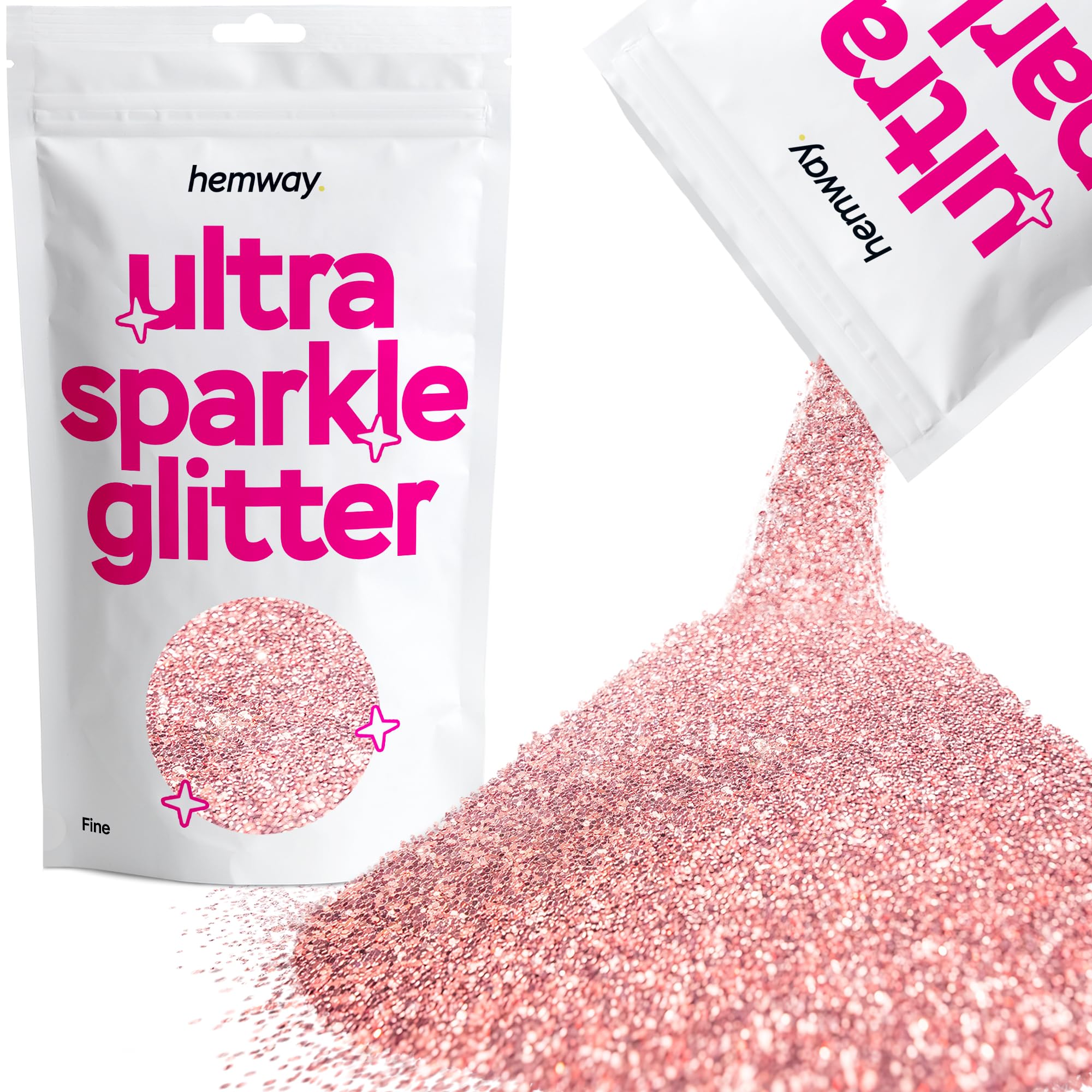 Hemway Ultra Sparkle Glitter Light Rose Gold 100g Fine | Glitter for Arts & Craft, Makeup, Nail Art, Crafting, Card Making, Sparkle Decoration โ image 1