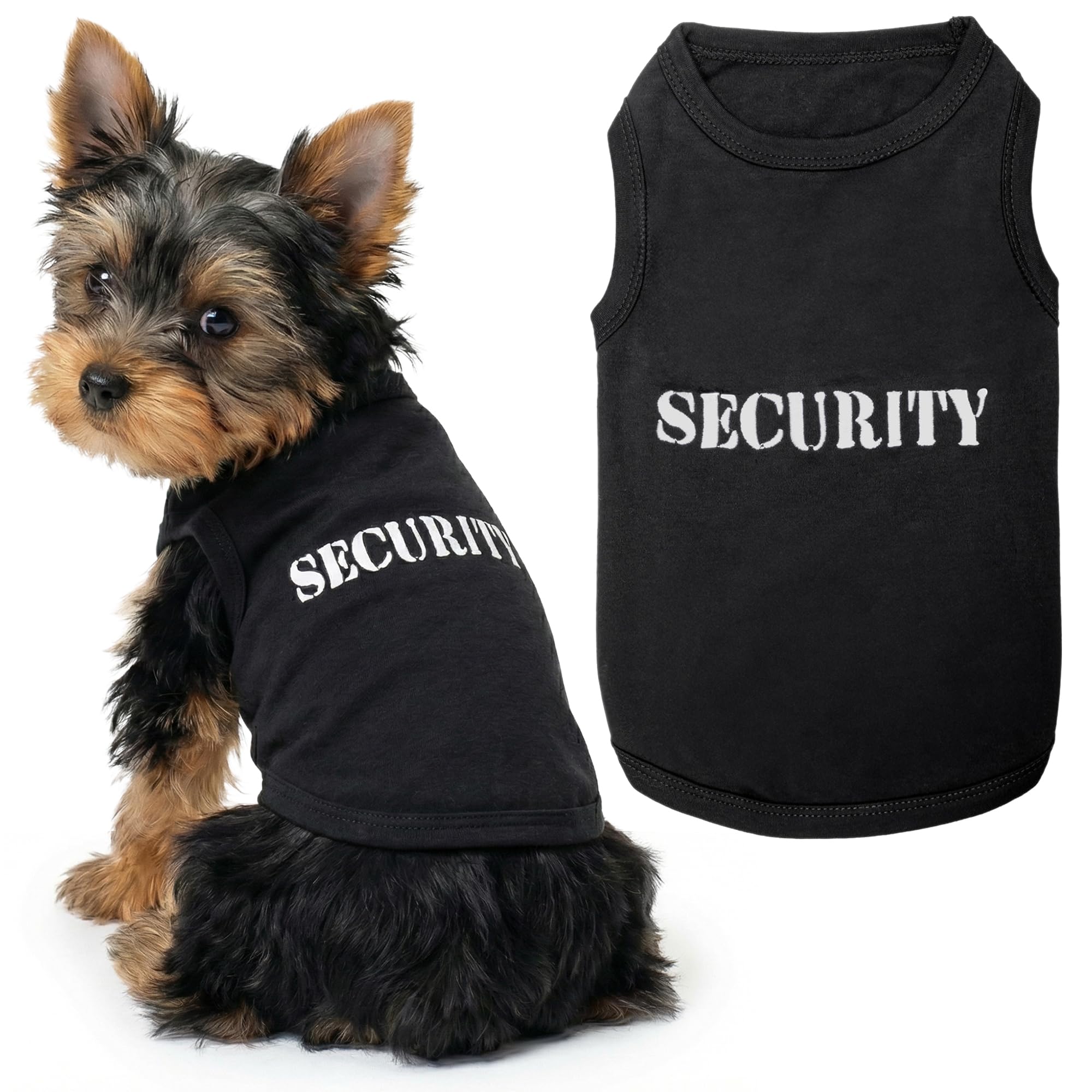 Parisian Pet Dog T-Shirt with Embroidered 'Security' Word - 100% Cotton, Breathable Dog Security Shirt - Sleeveless Pet Vest - Machine Washable Dog Shirts for Small Dogs, XS