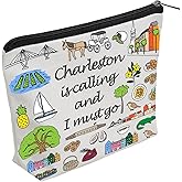 WZJHCL Charleston South Carolina Bachelorette Party Makeup Bag Charleston South Carolina City Travel Pouch Bag Charleston Souvenir (Charleston)