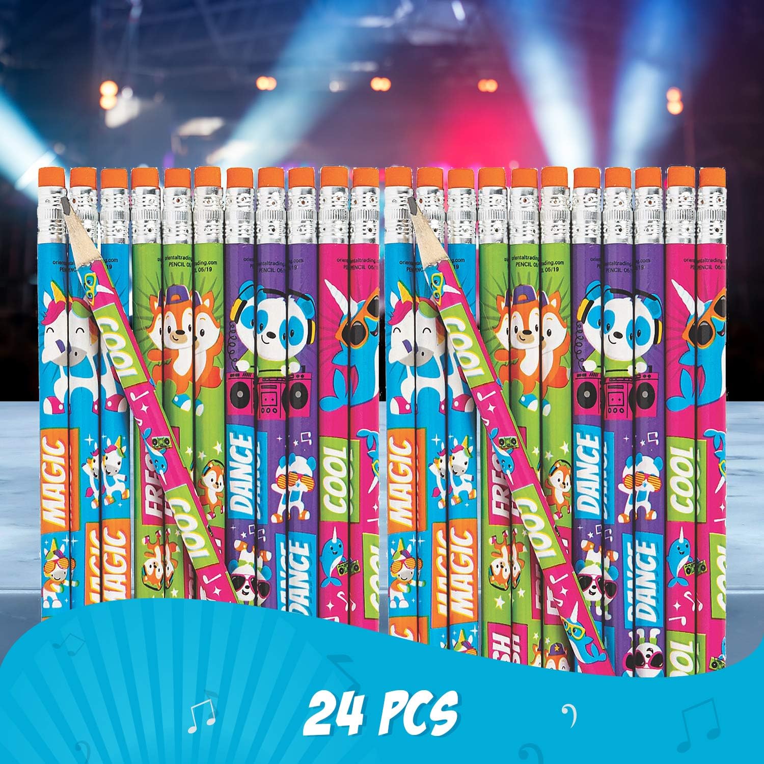 Fun Express Dancing Animals Classroom Pencils | 24 Count | School Supplies, Back to School Gifts, Party Favors: Health & Personal Care