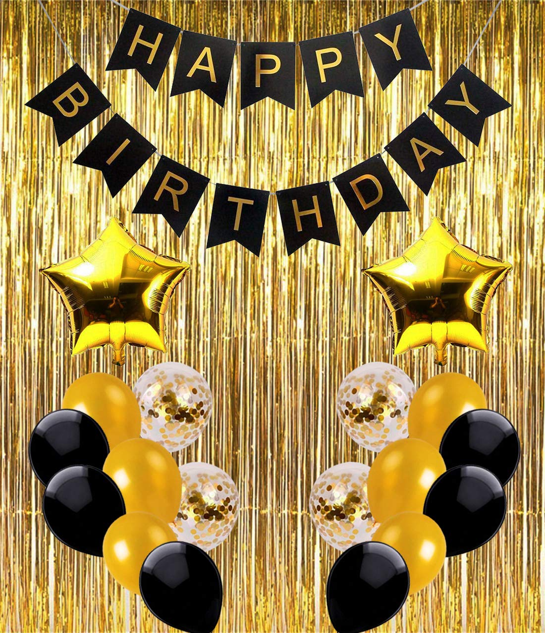Ohighing Decoration Anniversaire Noir Anniversaire Banniere Decoration Fete Happy Birthday Guirlandes Fanions Kit Guirlande Metallique Decoratives Adultes Decorations Et Accessoires De Fetes Decorations