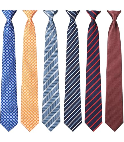 Haysandy 6 Pcs Clip on Ties for Men Solid Color Dark Colors