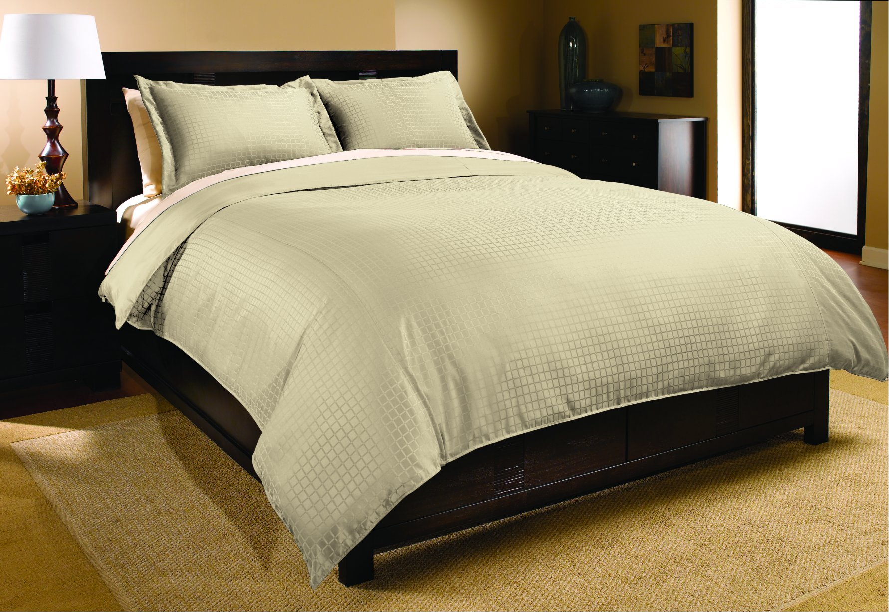 3PC Luxury Dobby Squares Microfiber comforter duvet cover ...