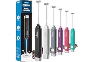Venigo Handheld Milk Frother, Battery Operated Electric Foam Maker and Mixer for Drinks, Perfect for Bulletproof Coffee, Matcha, Cappuccino, and Hot Chocolate (Black)
