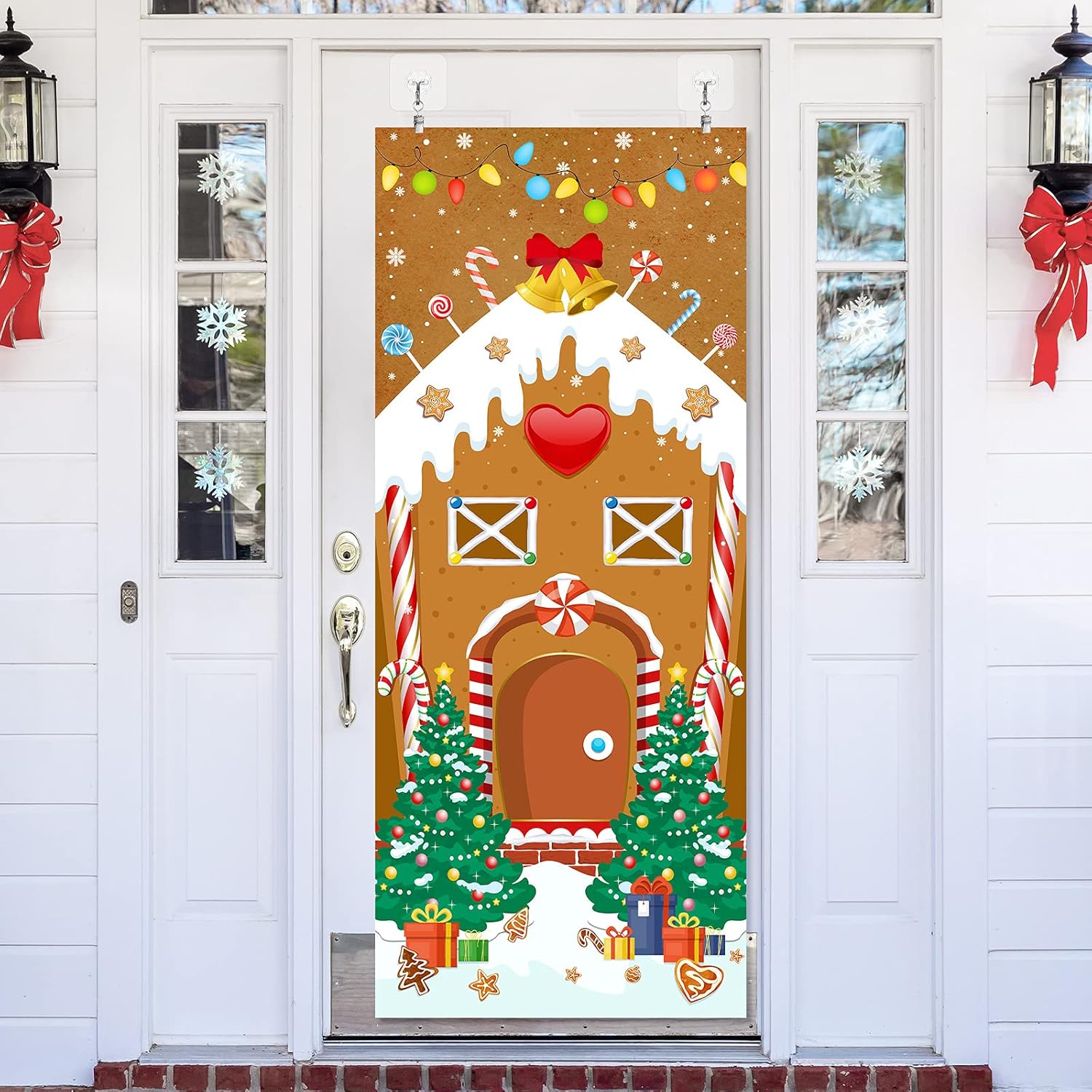 Garage Door Decorations - Gingerbread Christmas Door Decorations Gingerbread House Door Covers Christmas House Door Banners Christmas Holiday Window Door Decor for Indoor Outdoor Christmas Party Decorations, 30 x 70 Inches