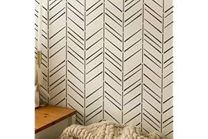 PINKIPO®, Premium Herringbone Shuffle, (16"x40") XL Stencil, Sipmle Large Wall Stencil, Modern Geometric Wall Stencils for Painting, Stencils for Walls, Line Wall Stencil