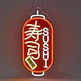 JOMOSPO Japanese Sushi Neon Sign, 寿司Neon Lights Hanging Wall Art Decoration for Japanese Style Restaurant Men Cave Bar Club Shop Store, USB Powered Ultra Bright Dimmable, 16 * 7.8 inches