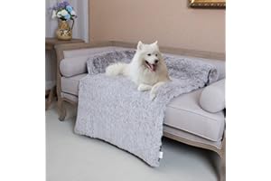 Coohom Calming Dog Bed Pet Couch Protector Dog Cat Bed Mats for Furniture with Removable Washable Cover,Plush Sofa Cover Cushion with Soft Neck Bolster (Large 41", Light Brown)