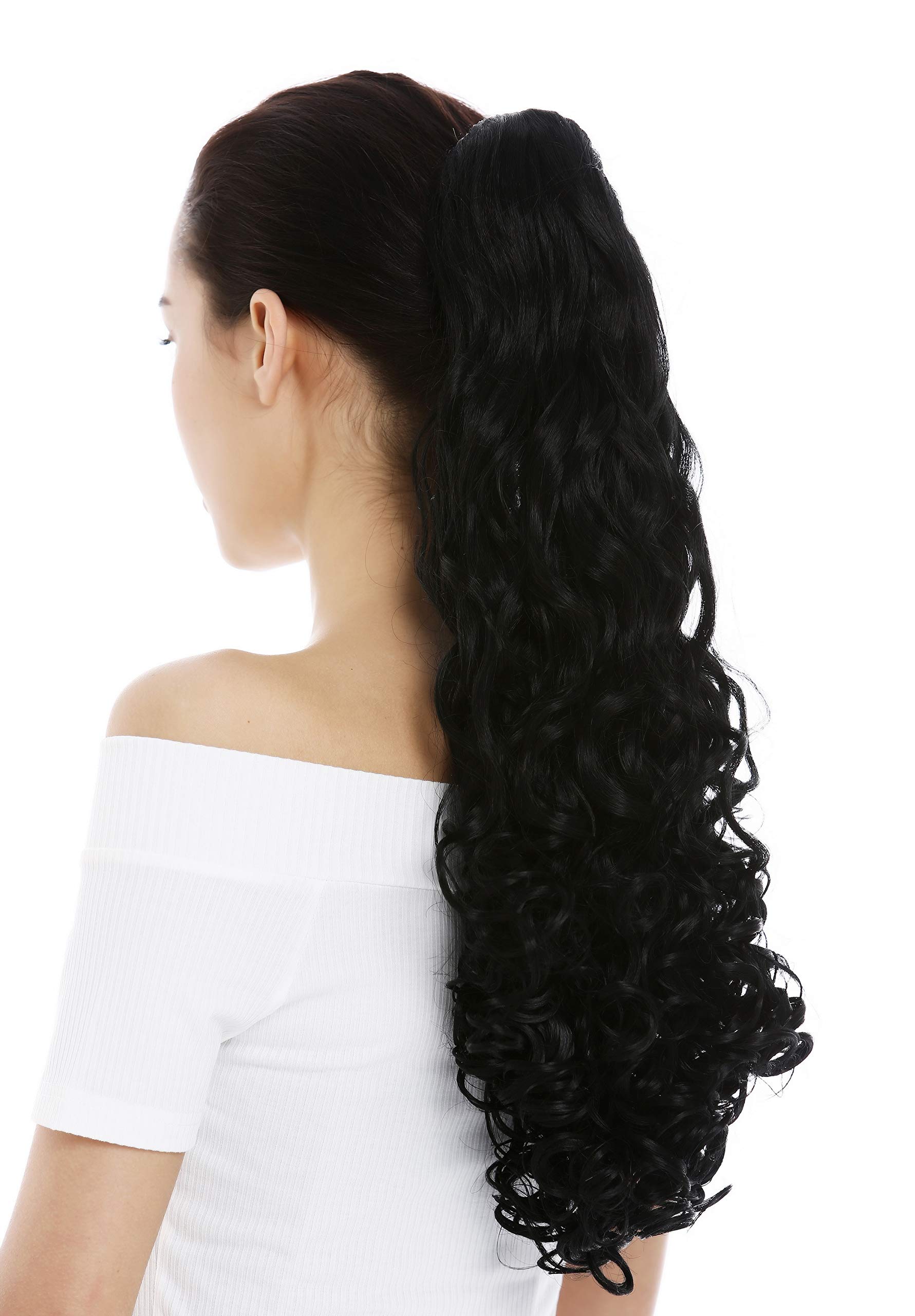 WIG ME UP - 9563B-1 Ponytail Hairpiece Extensions very long voluminous curled curls black 23inch