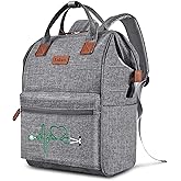 Nurse Backpack / Bag for Women - 15.6 Inch Waterproof Laptop Travel Backpack with USB Charging Port, Large Wide-open Nursing Bags,Nurse Bags for Work,Home Health Clinical Bag for College Teacher, Grey