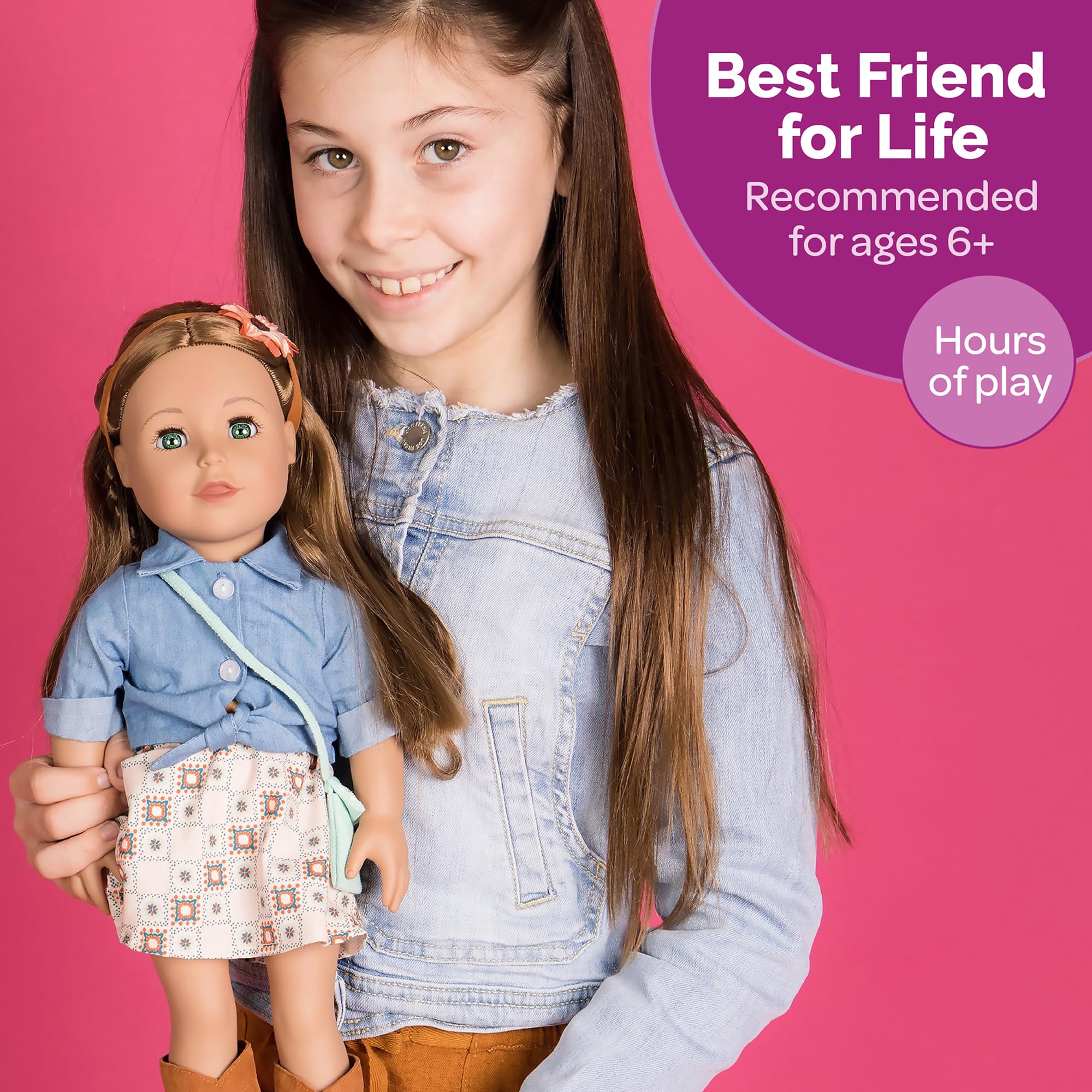ADORA Amazing Girls - 18” Fashion Doll, Poseable Limbs, Rooted Hair for Styling, Open and Close Eyes, Soft Huggable Body | Stylish Playmate (Cassidy)