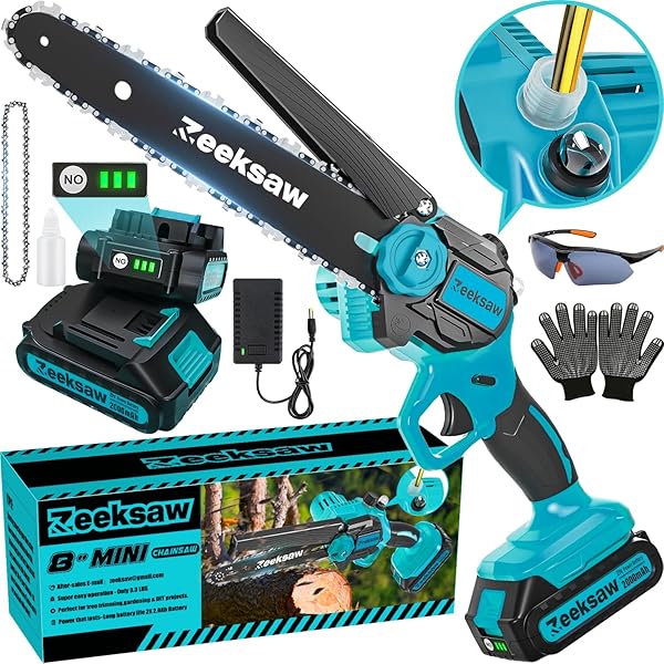 8 INCH ELECTRIC CHAINSAW CORDLESS WITH AUTO OILER,...