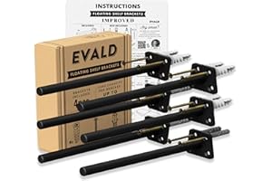EVALD Hidden Floating Shelf Bracket | 8-Inch Heavy Duty Blind Shelf Support | Kitchen Shelf, Fireplace Mantel Bracket | Invisible Wall Mount Bracket for Home & Office | Floating Shelf Hardware 6 Pack