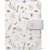 Passport Holder, Travel Wallet Cover with Pen Loop | Cute RFID Blocking Leather Case with Magnetic Closure for Travel Essentials-Flower