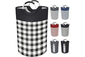 BlissTotes Large Laundry Basket Laundry Hamper Bag Washing Bin Clothes Bag Collapsible Tall With Handles Waterproof Travel Bathroom College Essentials Storage For College Dorm, Family (Black, M)