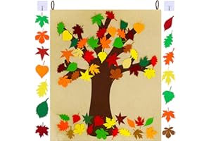 Supla Fall Tree of Thanks Craft Kit Felt Fall Tree Board with 52 pcs Detachable Autumn Leaf Ornaments Autumn Bulletin Board for Kids Classroom Craft Thanksgiving Activity