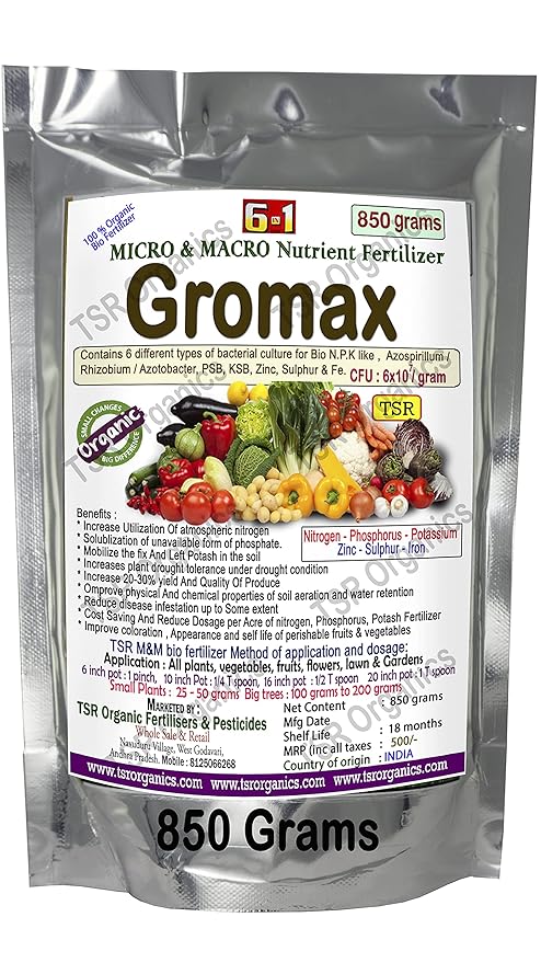 TSR Garden Store Gromax 6in1 Macro and micronutrients granules Organic biofertilizer 850 Grams All Types of Plants
