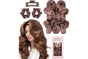 YOSHUYUKI Satin Heatless Hair Curler Curling Rod Set - Soft Jumbo Large Flexi Rods Hair Rollers Curlers to Sleep In for Women, No Heat Heatless Curls Overnight Blowout Rods for Long Hair Volume Blowout Look