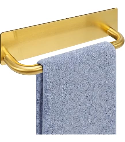 2-Pack 8 Inch Self-Adhesive Towel Bars – Brushed Gold, U-Shape, Rustproof Aluminum, No Drill Towel Rack For Bathroom Kitchen - View #9