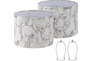 LUVKCZC Lamp Shades Set of 2, Drum Lampshades, Lampshade 10 Inches Height, Lampshades for Table Lamp, Floor Lamp, Pendant Light, Lamp Shade Harp Holder Included