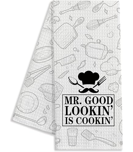 KISJO Let's Cook Funny Kitchen Towels - 16x24 Inch Flour Sack Dish Towels - View #5
