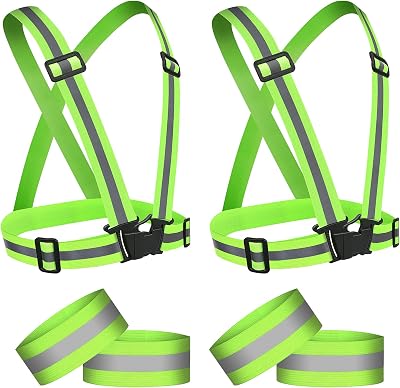 URAQT 2 Pack Reflective Vest and 4 Wristbands High Visibility Safety Gear