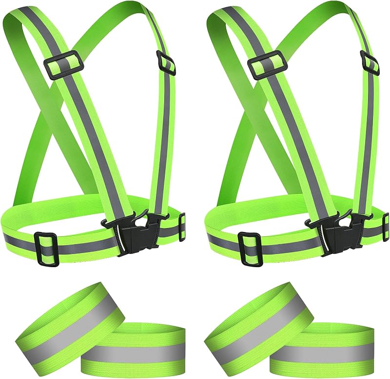 URAQT 2 Pack Reflective Vest and 4 Wristbands High Visibility Safety Gear