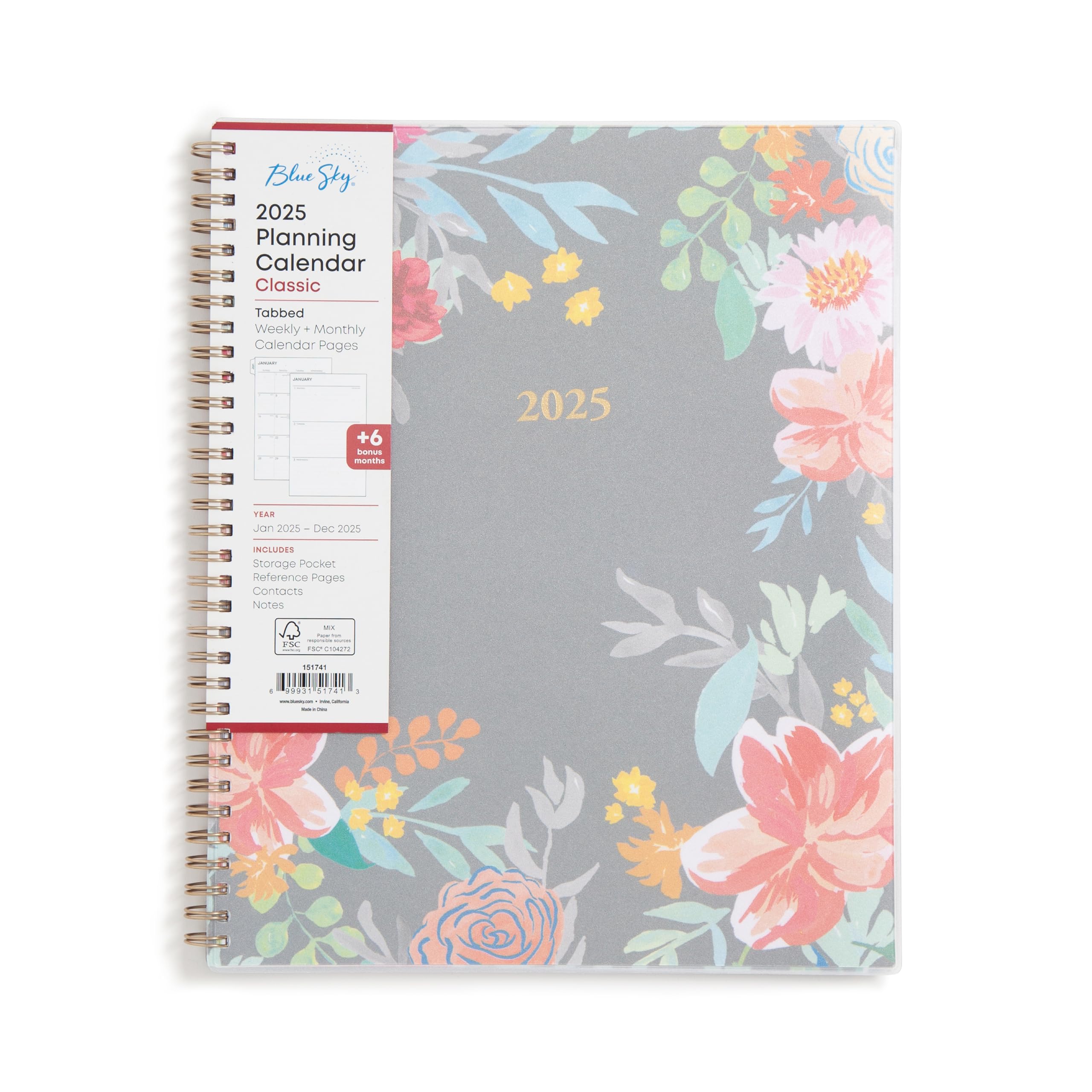 Photo 1 of Blue Sky 2025 Monthly Planner Calendar, January 2025 - December 2025, 8.5" x 11", Flexible Frosted Cover, Laminated Tabs, Wirebound, Storage Pocket, Sophie (Sophie- 2025, 8.5" x 11")