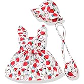 Renotemy Newborn Infant Baby Girl Dresses Summer Outfits Boho Casual Sundress Gifts Toddler Clothes for Girl with Hat and Bag