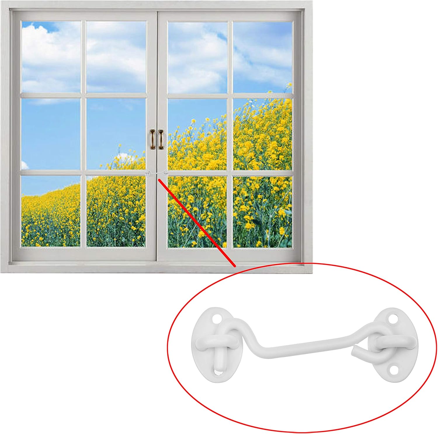 Kare & Kind 1x Hook and Eye Latch (4-inch), with Mounting Screws, Heavy Duty Locks for Door Gates, Barns, Bathrooms, Cabins - Image 5