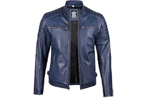 Decrum Leather Jacket Men - Real Lambskin Cafe Racer Style Casual Leather Jackets For Mens