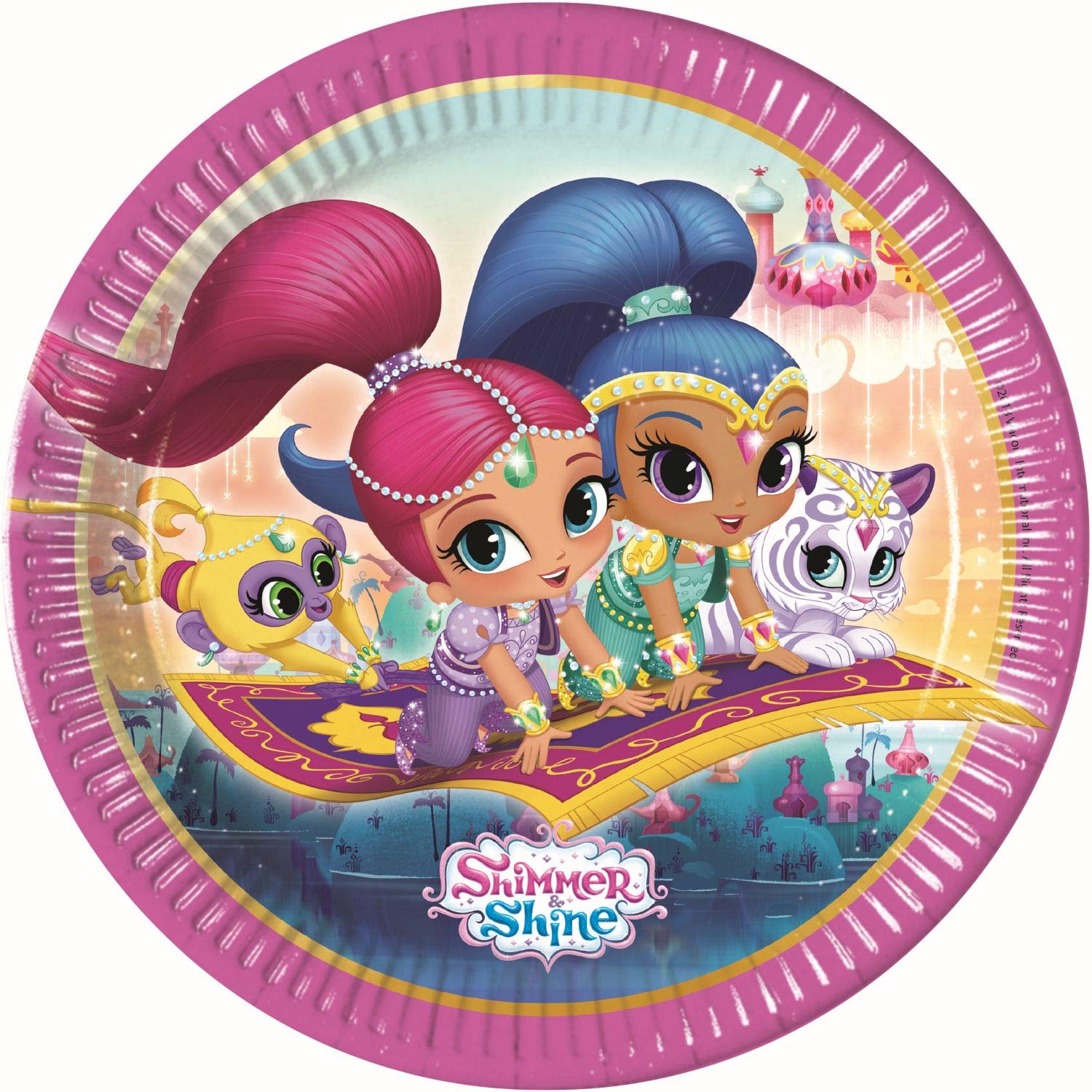 Procos - Pack of 8 Cardboard Plates, Shimmer and Shine, 23 cm, Multicolor, PR87904