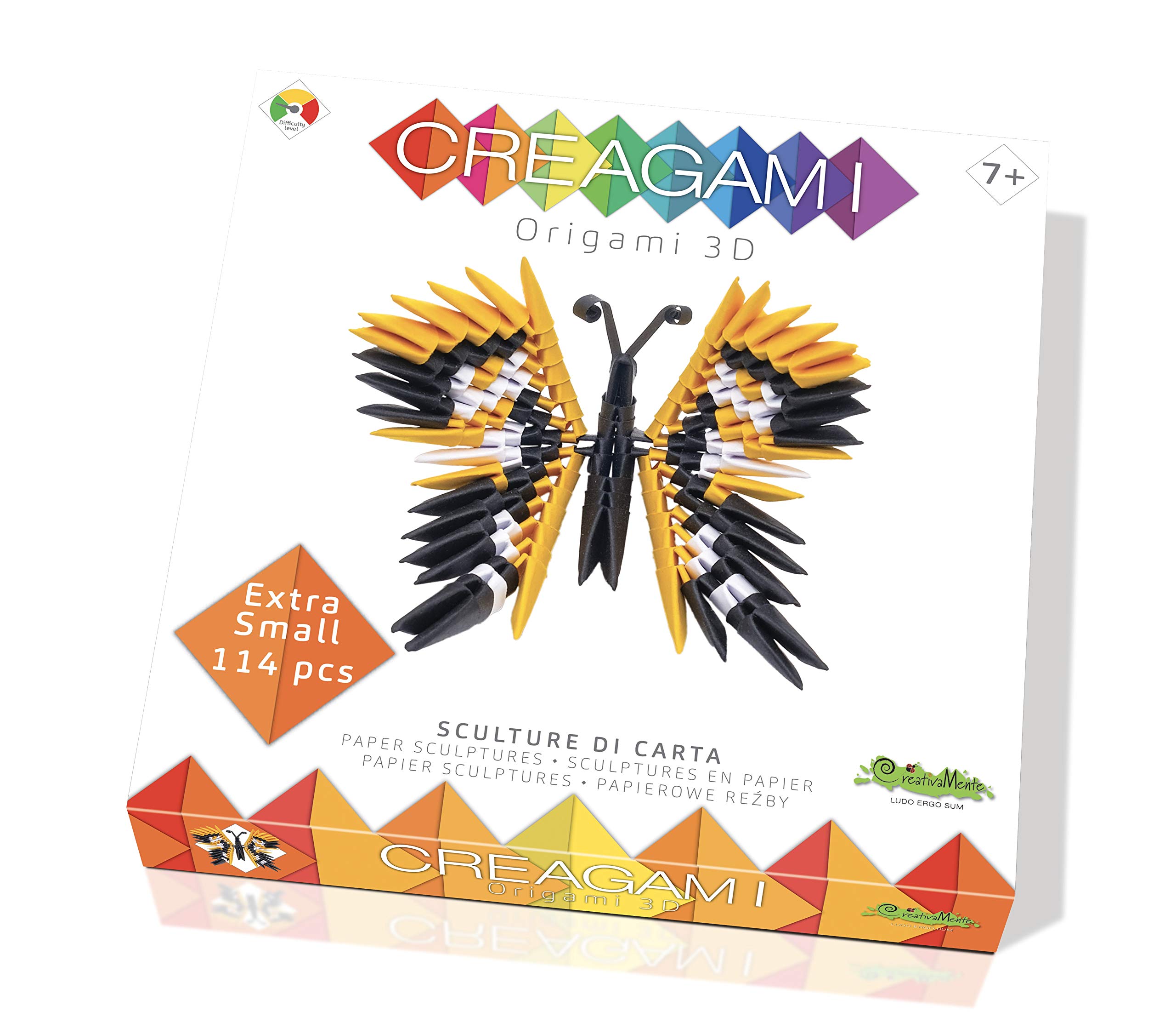 CreativaMente Creagami 3178753 Origami 3D Paper Sculpture Butterfly Craft Set for Adults and Children from 7 Years, 114 Pieces, Medium